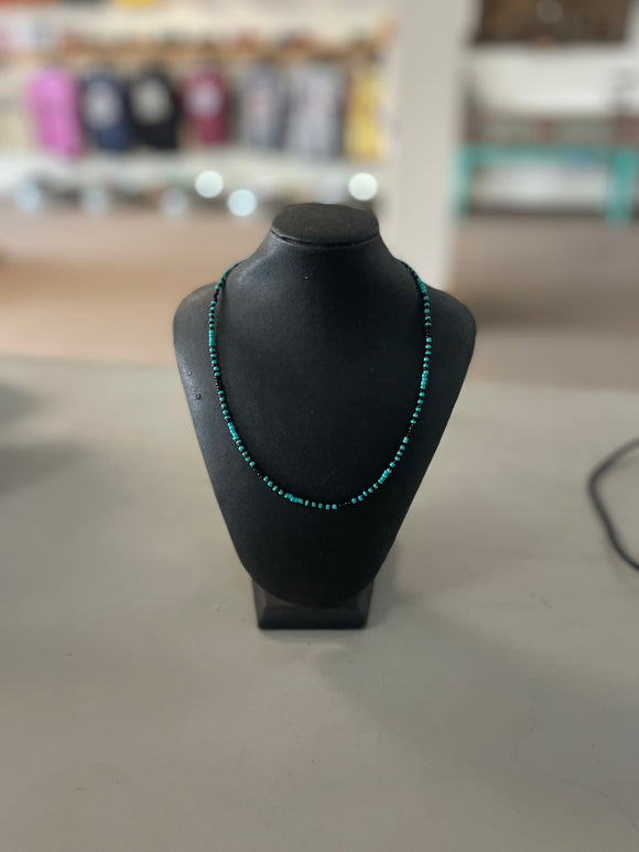Black and Teal Bead Necklace