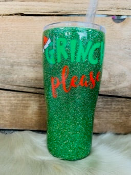 20oz Regular - Darker Green - G Please Back with Green and Red Vinyl
