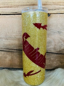 20 oz Skinny Tumbler - Gold Glitter with FL