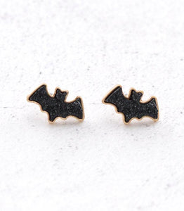 Druzy Black Bat Earrings