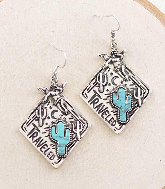 Western Cactus Traveled Earrings