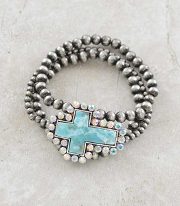 Western Turquoise Cross Navajo Bracelet