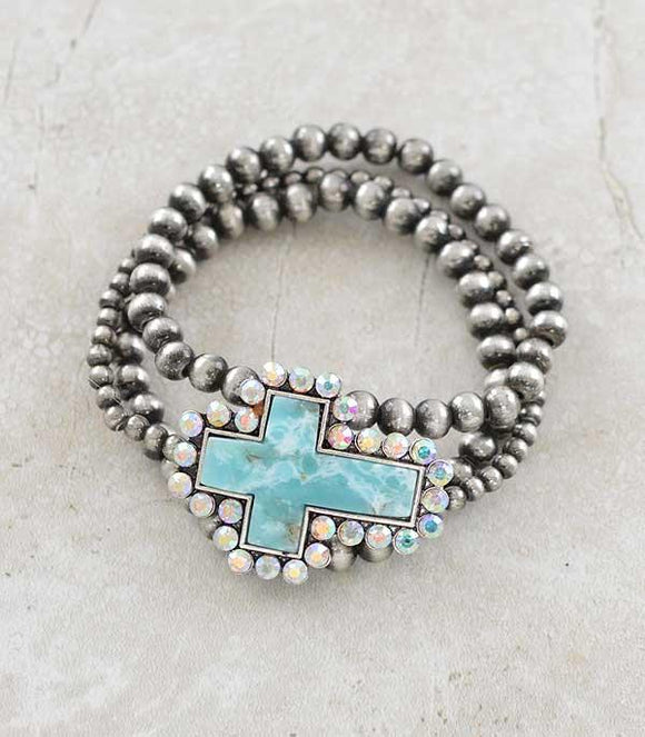 Western Turquoise Cross Navajo Bracelet