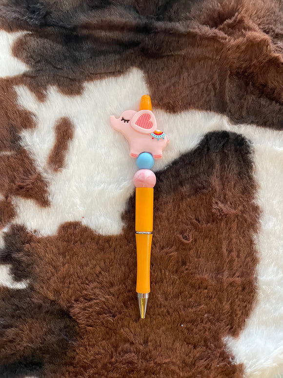 Pink Elephant Beaded Pen