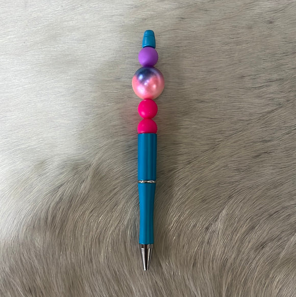 Blue, Purple and Pink Beaded Pin