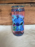 Sad Blue Character Snowglobe Glass Coffee Tumbler