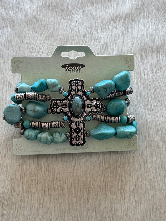 Turquoise Cross Bracelet