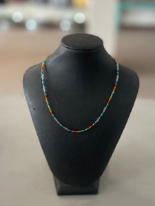 Clear Beaded Necklace with Multicolor
