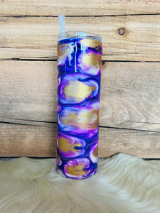 30 oz Skinny Tumbler - Purple and Gold Swirl