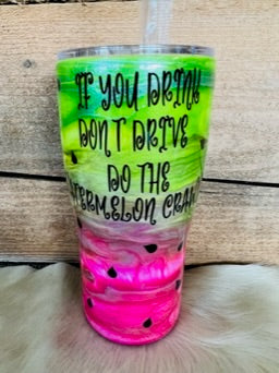 20 oz Regular - Lime Green and Pink with Silver A.I. - If You Drink Don’t Drive