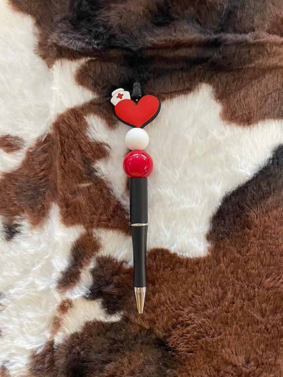 Nurse Heart Beaded Pen