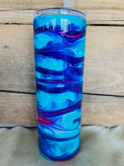 20 oz Skinny- Blue, Pink Swirl - Swirl Tie-Dye