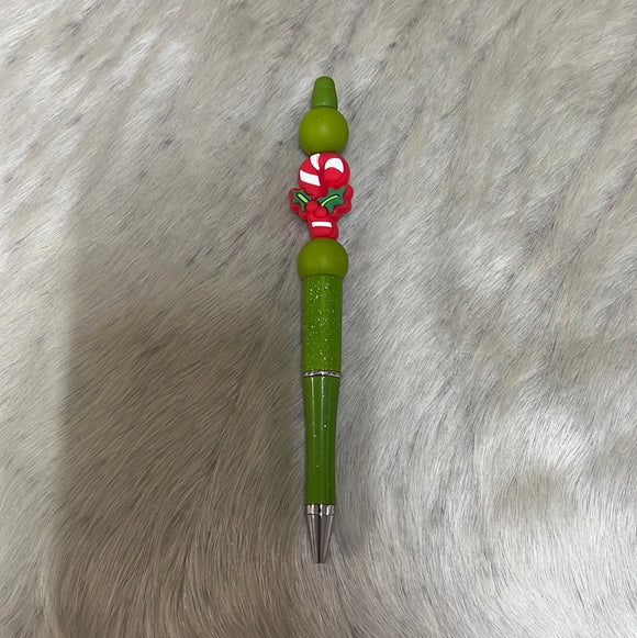 Candy Cane Beaded Pen