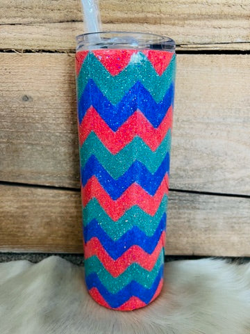 20 oz Skinny- Teal, Purple, Coral Chevron