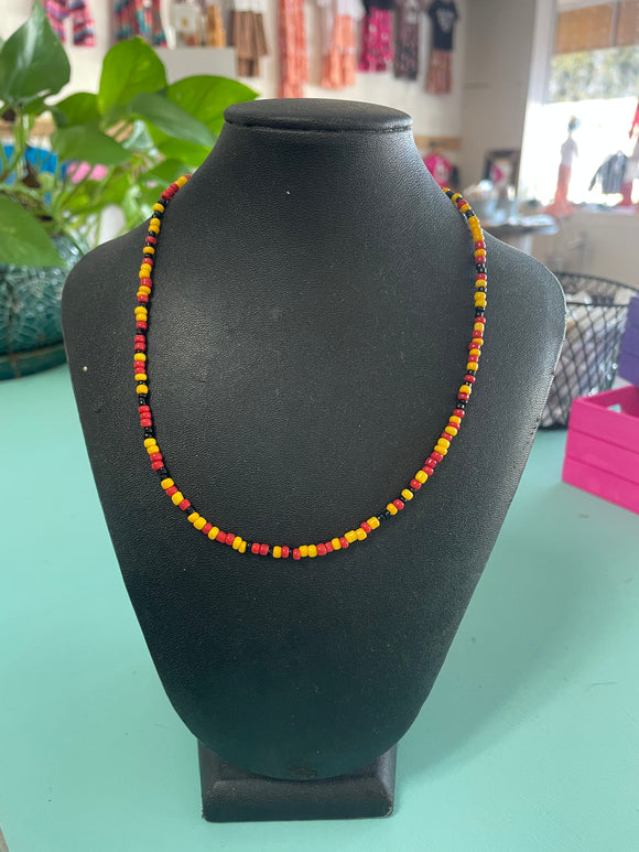Red, Yellow, & Black Beaded Necklace