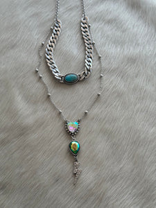 Double Silver w/ Turquoise Necklace