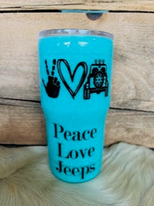 20 oz Regular Tumbler - Peace, Love, J - Black Vinyl