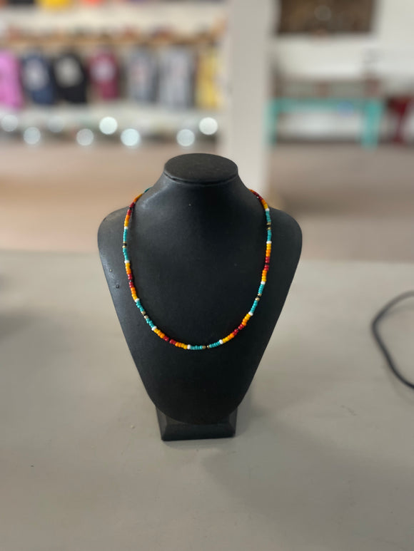 Red, Yellow, Teal Multicolored Necklace