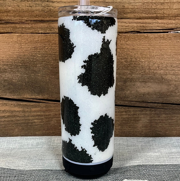 20oz Speaker Tumbler- Black Cow Print