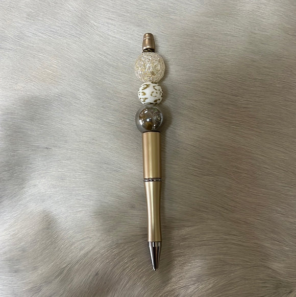 Gold Cheeta/Crackle Beaded Pen