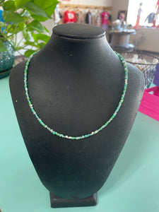 Green & White Beaded Necklace