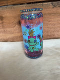 Sad Blue Character Snowglobe Glass Coffee Tumbler
