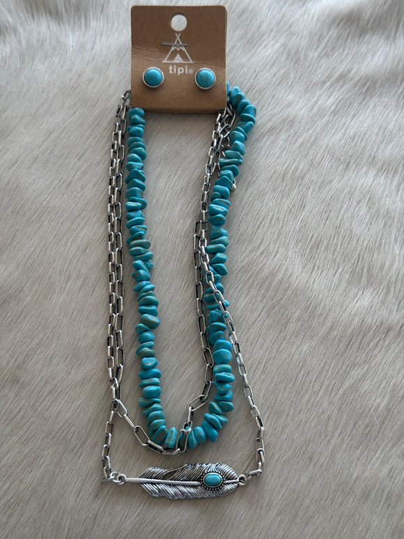 Layered Turquoise & Silver Necklace