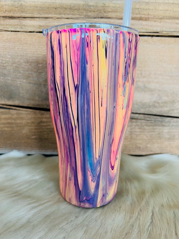 30 oz Regular Tumbler - Neon Paint Drip - Pink, Purple, Coral, Blue, Green