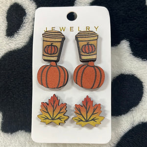 Fall Inspired 3 Set Stud Earrings