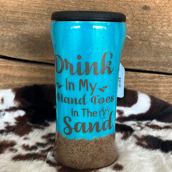 Boozie Koozie- Aqua w/ Sand- Drink In My Hand Toes In The Sand