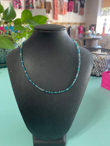 Blue & Clear Beaded Necklace