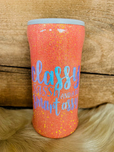 Boozie Koozie - Coral Glitter - Classy, Sassy and a Bit Smart A - Holographic Vinyl