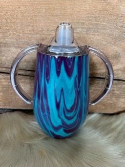 10oz Sippy - Purple and Teal Paint Drip