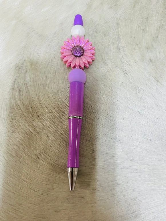 Pink Daisy Beaded Pen