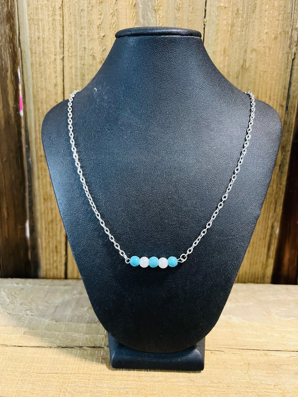 Round Turquoise and Pearl Necklace