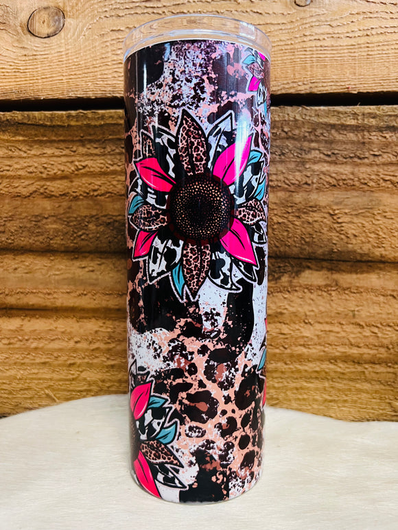 Pink Sunflower Leopard 20 OZ Tumbler