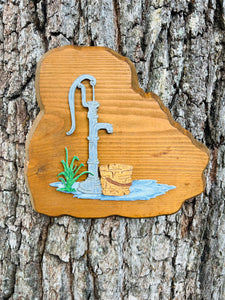 Old Water Hand Pump Scroll Art