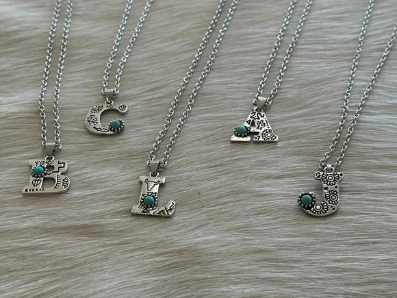 Turquoise Initial Necklaces