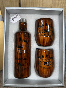 Decanter and 2 Glass Gift Set - Wood Grain - JD