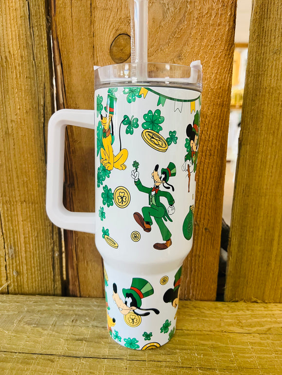 St Patty's Mouse House 40 OZ Tumbler with Handle