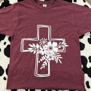 Floral Cross T- Shirt