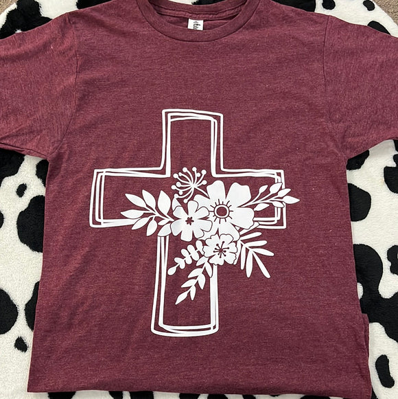 Floral Cross T- Shirt