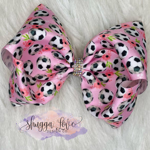 Soccer Rhinestone Bow