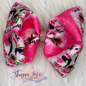 Just a Girl That Loves Cows Rhinestone Bow