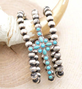 Navajo Bead & Turquoise Cross Bracelet