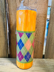 30 OZ Skinny - Orange and Plaid