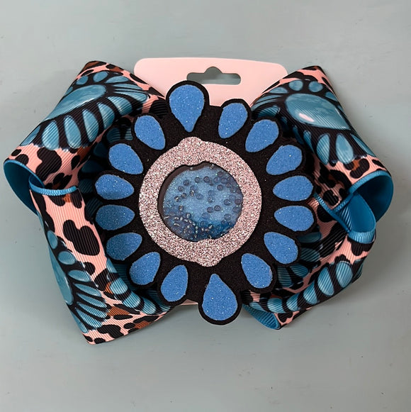 Turquoise & Leopard Shaker Bow