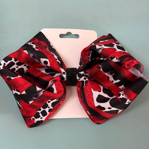 Red & Black Cow Print Bow