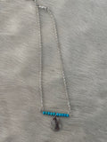 Turquoise Beaded Necklace w/ Charm