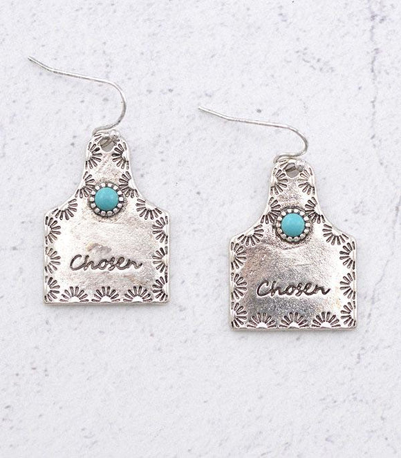 Chosen Cattle Tag Earrings